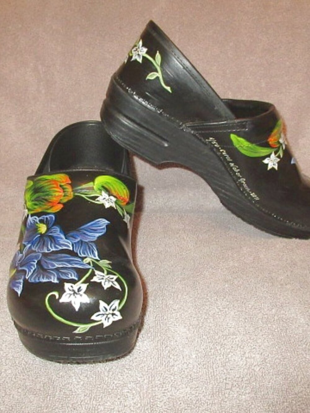 Dansko Limited Edition Cabrio Leather Clog Shoes Size 41 10.5 11 Artist Signed - Picture 1 of 12